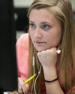 Student on computer